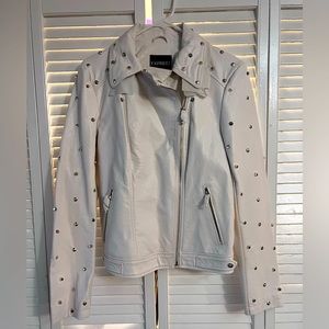 White pleather jacket with studs